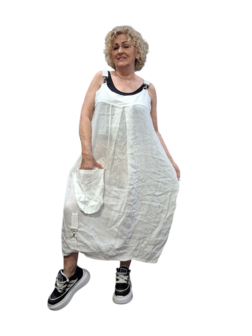 Overgooier wit  100% linnen mouwloos