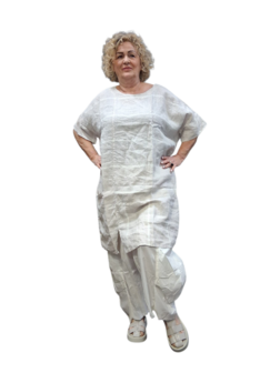 Beige witte tuniek 100% linnen