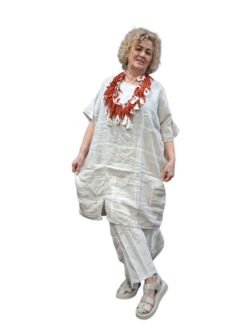Beige witte tuniek 100% linnen