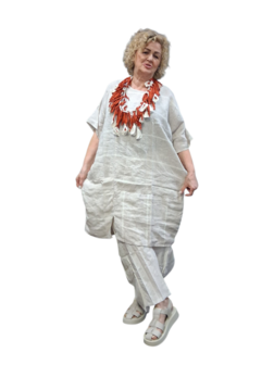 Beige witte tuniek 100% linnen