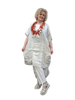 Beige witte tuniek 100% linnen