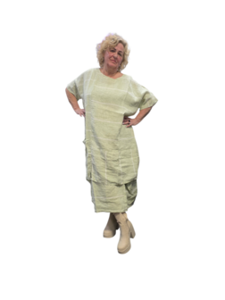 Groen witte tuniek 100% linnen