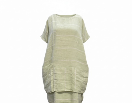 Groen witte tuniek 100% linnen