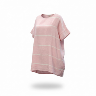 Roze witte tuniek 100% linnen