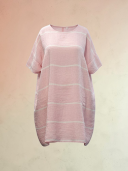 Roze witte tuniek 100% linnen