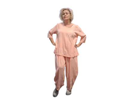 Shirt -tuniek -100% cotton A-lijn-abrikoos 