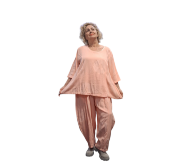 Shirt -tuniek -100% cotton A-lijn-abrikoos 