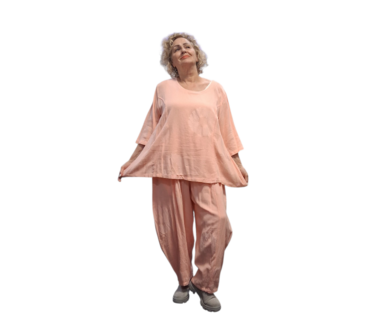 Shirt -tuniek -100% cotton A-lijn-abrikoos 