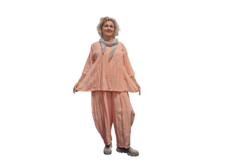 Shirt -tuniek -100% cotton A-lijn-abrikoos 