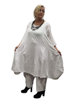 Ruime jurk-100% katoen wit