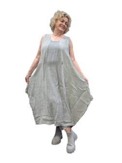 Linnen jurk gedeeltelijk tweelaags