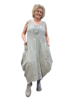 Linnen jurk gedeeltelijk tweelaags