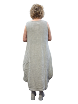 Linnen jurk gedeeltelijk tweelaags