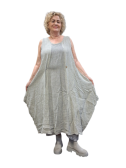 Linnen jurk gedeeltelijk tweelaags