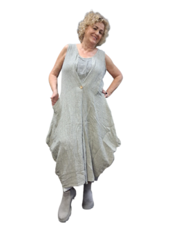 Linnen jurk gedeeltelijk tweelaags