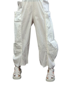 Wijde broek wit-rekbare taille