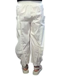 Wijde broek wit-rekbare taille