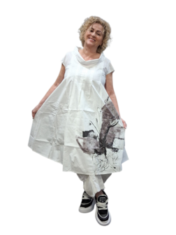 Jurk mouwloos wit met print