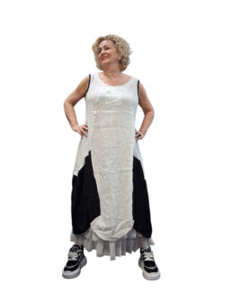 Jurk mouwloos zwart/wit