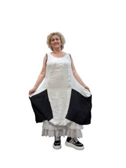 Jurk mouwloos zwart/wit