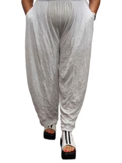 Broek wit gecrashte stof 
