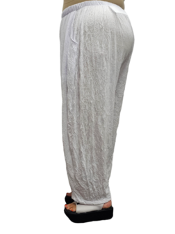 Broek wit gecrashte stof 