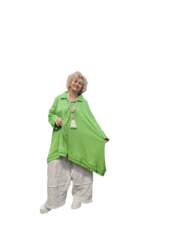 Zomerblouse in A-lijn model, gemaakt van luchtige mousseline Sommerbrise groen