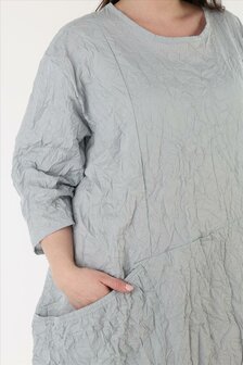 Zomerse jurk crushed  grijs gekreukte look