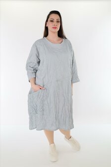 Zomerse jurk crushed  grijs gekreukte look
