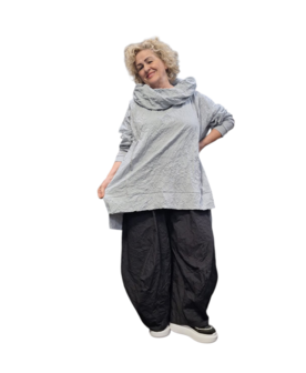 Oversized zomerhemd met rechte snit, gemaakt van gekreukte poplin stof Crushed grijs