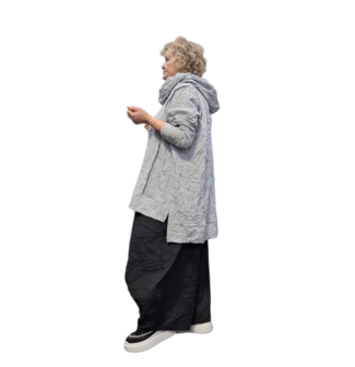 Oversized zomerhemd met rechte snit, gemaakt van gekreukte poplin stof Crushed grijs