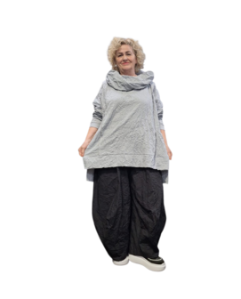 Oversized zomerhemd met rechte snit, gemaakt van gekreukte poplin stof Crushed grijs