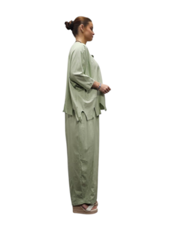 Apart ruim shirt met kartelzoom pastelmint