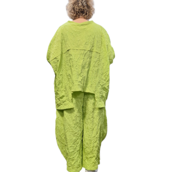 Tuniek crushed limegroen gekreukte look asymmetrisch