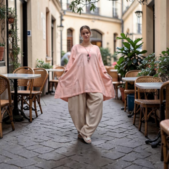 lange tuniek abrikoos 100% katoen