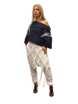 Aparte broek offwhite met rekbare taille