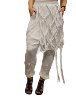 Aparte broek offwhite met rekbare taille