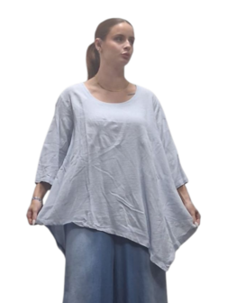 Shirt blauw A-lijn asymmetrisch