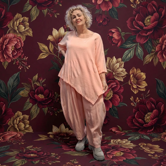 Shirt abrikoos A-lijn asymmetrisch