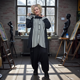 Myrjo jas/vest Fye zwart wit met capuchon