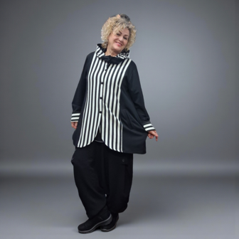 Myrjo jas/vest Fye zwart wit met capuchon