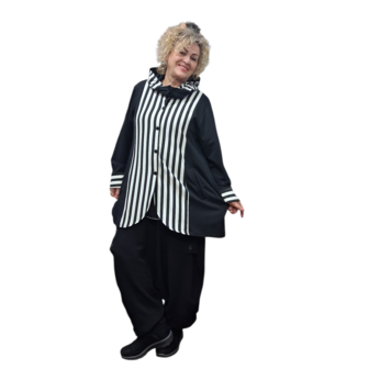 Myrjo jas/vest Fye zwart wit met capuchon