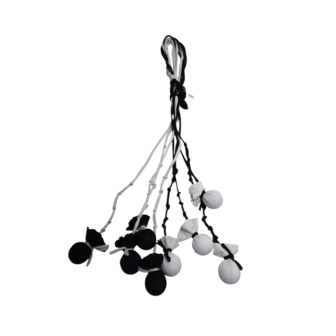 Lange fantasie ketting zwart/wit met bolletjes