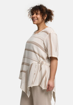 Kekoo asymmetrische tuniek Avina bruin gestreept