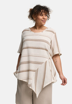 Kekoo asymmetrische tuniek Avina bruin gestreept