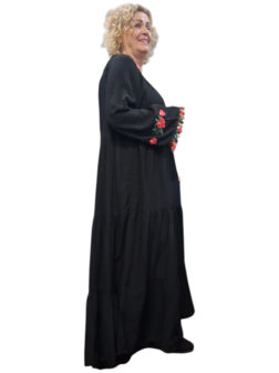 Jurk Off-shoulder zwart bohemian met borduursel