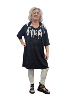 Shirt/tuniek zwart batik