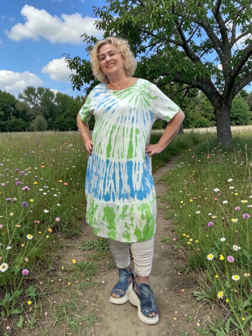 Ballonjurk groen-blauw batik