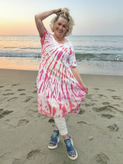 Ballonjurk roze-wit batik