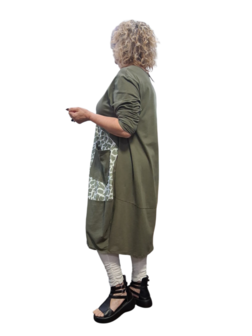 Jurk armygroen met print
